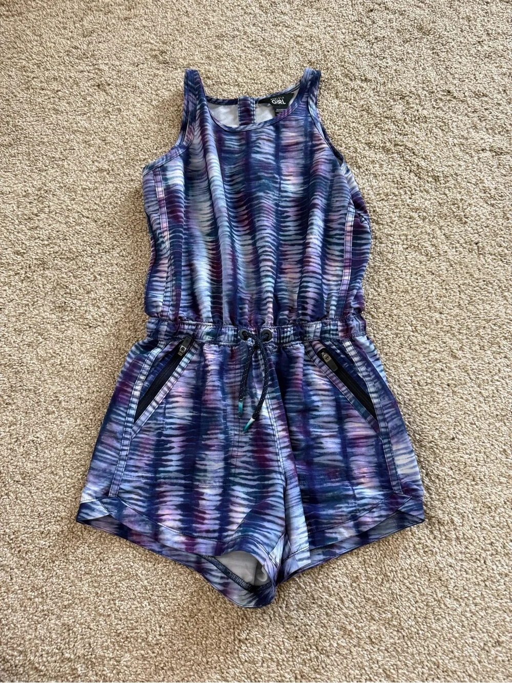 Athleta Girls' Multicolor Purple Blue Tie-Dye Romper Size Small / 7